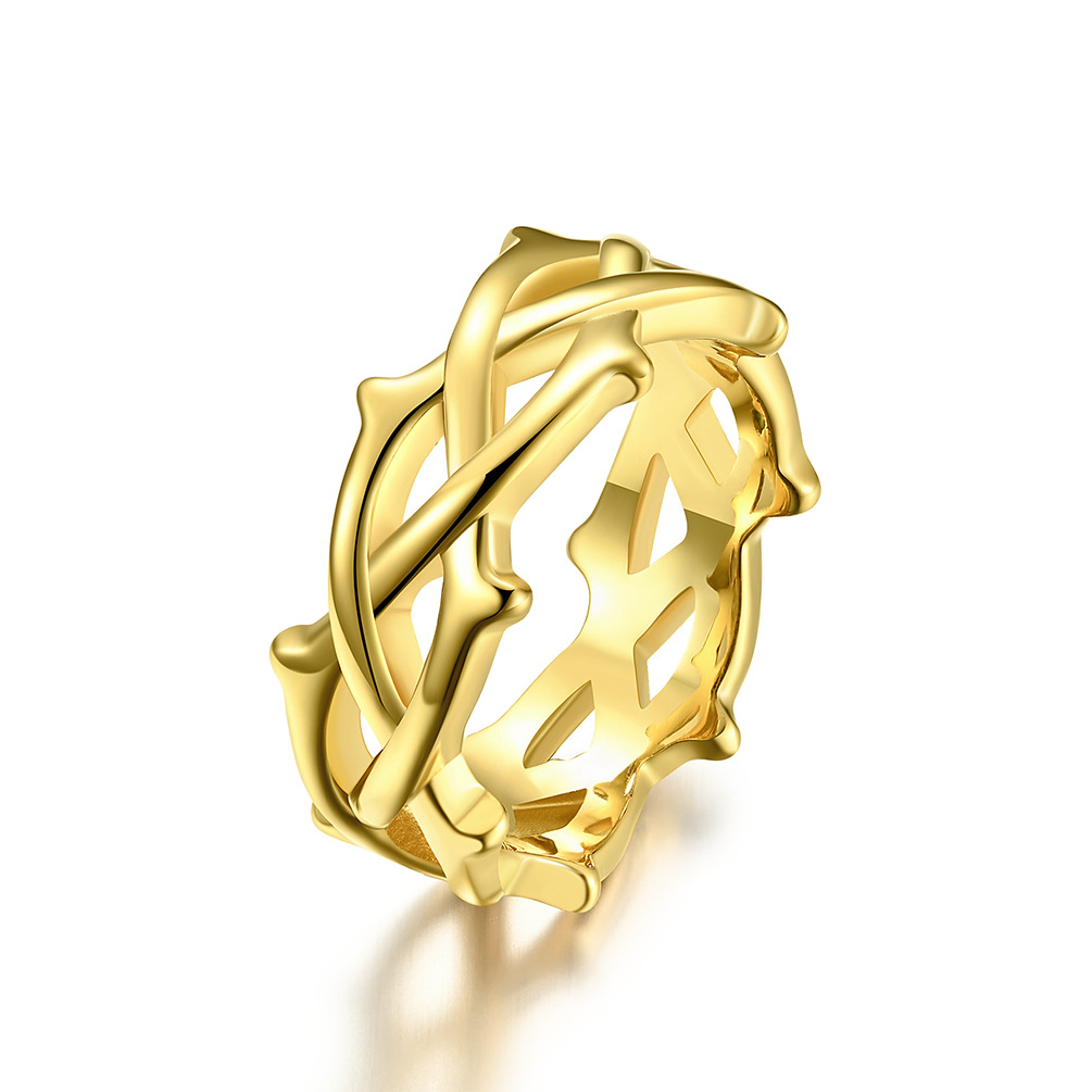 Thorn Vine Braided Stainless Steel Ring – Unisex Gothic Punk Jewelry for Men &amp; Women, Symbolic Crown of Thorns Band for Wedding, Engagement or Daily Wear