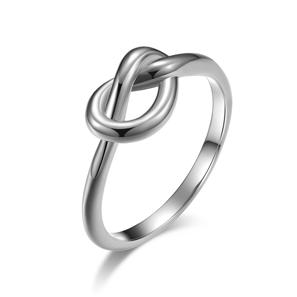 Titanium Steel Knot Heart Ring – Unisex Silver Tone Love Knot Band, Hypoallergenic &amp;amp; Tarnish-Free for Engagement, Wedding or Daily Wear