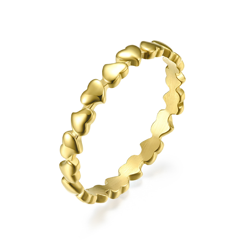 Gold Heart Stackable Ring – Titanium Steel Minimalist Band for Women, Hypoallergenic &amp;amp;amp; Tarnish-Free Love Symbol Jewelry for Daily Wear or Gift