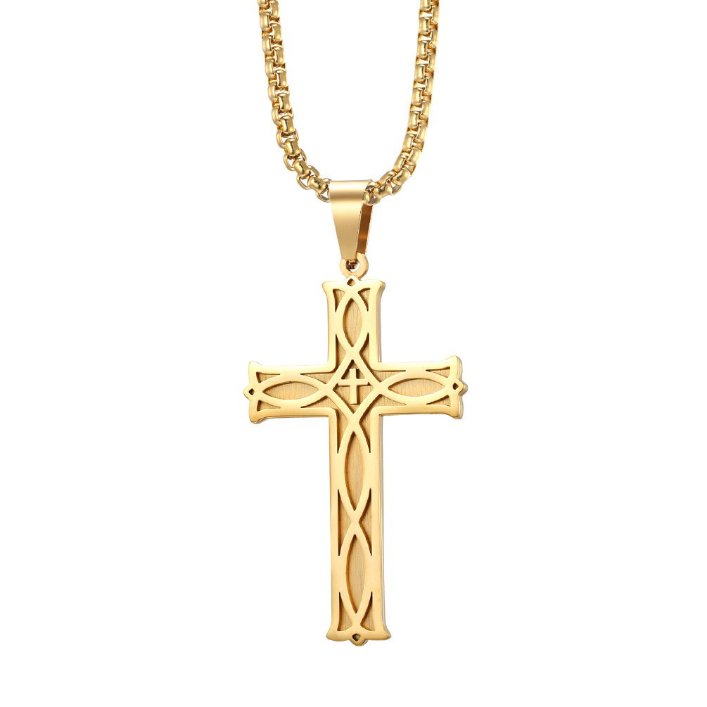 Celtic Knot Cross Pendant Necklace – Titanium Steel Irish Symbol Jewelry, Tarnish-Free Unisex Faith Accessory for Men &amp; Women