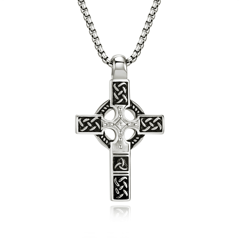 Celtic Knot Cross Pendant Necklace – Titanium Steel Irish Symbol Jewelry, Tarnish-Free Unisex Faith Accessory for Men &amp; Women