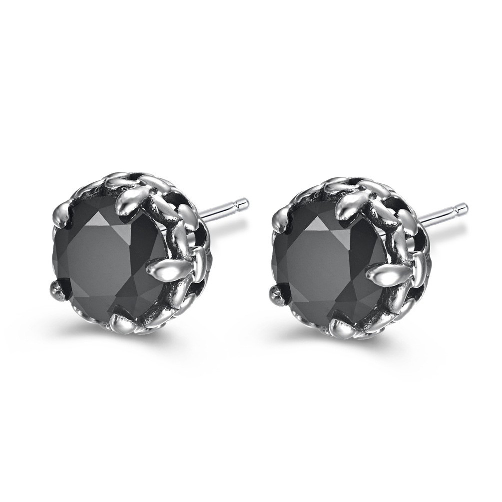 Unisex Titanium Steel Rhinestone Stud Earrings – Minimalist Claw-Set Crystal Design, Tarnish-Free Hip Hop Ear Accessory for Men &amp; Women
