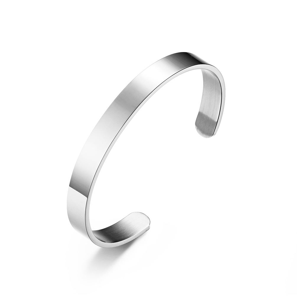 Unisex Titanium Steel Open Cuff Bracelet – Minimalist Polished Finish, Adjustable 4mm/6mm/8mm Width, Tarnish-Free Hip Hop Accessory for Men &amp;amp; Women